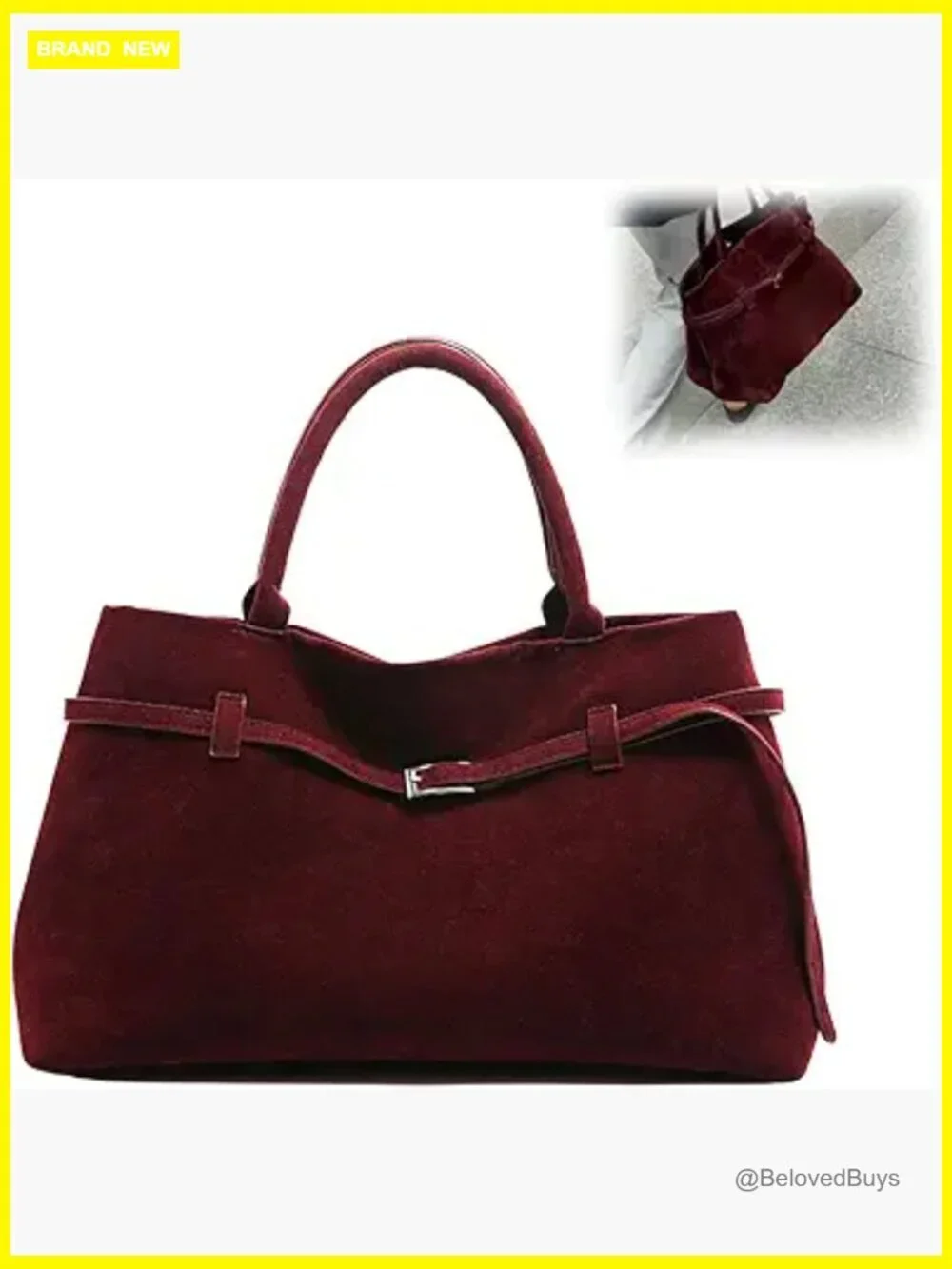 Faux Suede Slouchy Hobo Bag Large Tote Shoulder Satchel Vintage Retro Purse